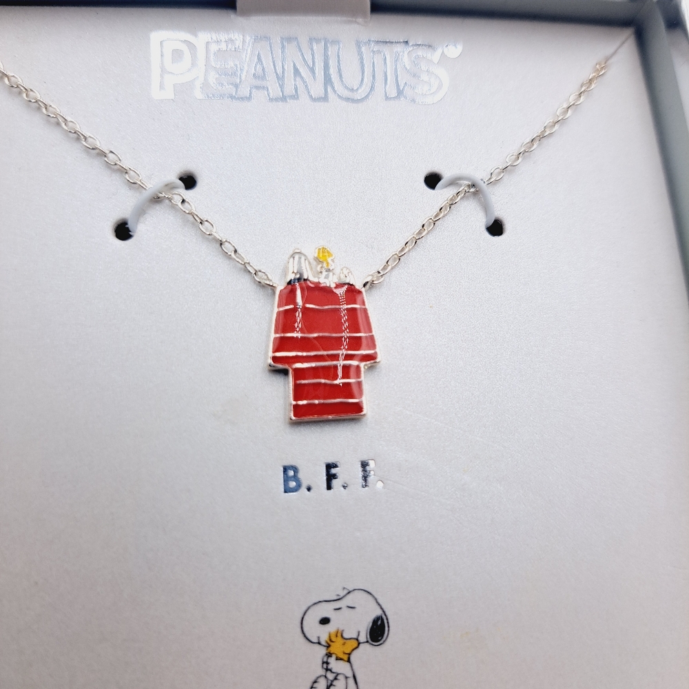 Peanuts Snoopy and Woodstock Fine Silver Plated Necklace